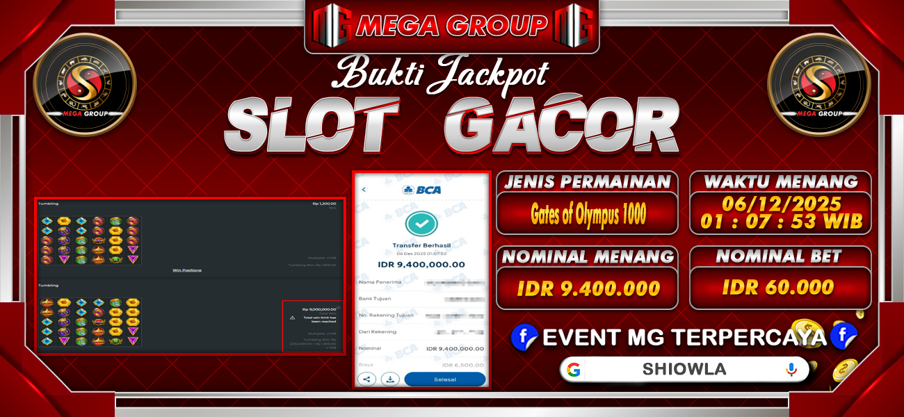 Bukti JP situs Shiowla hari Sabtu, 06 Desember 2025